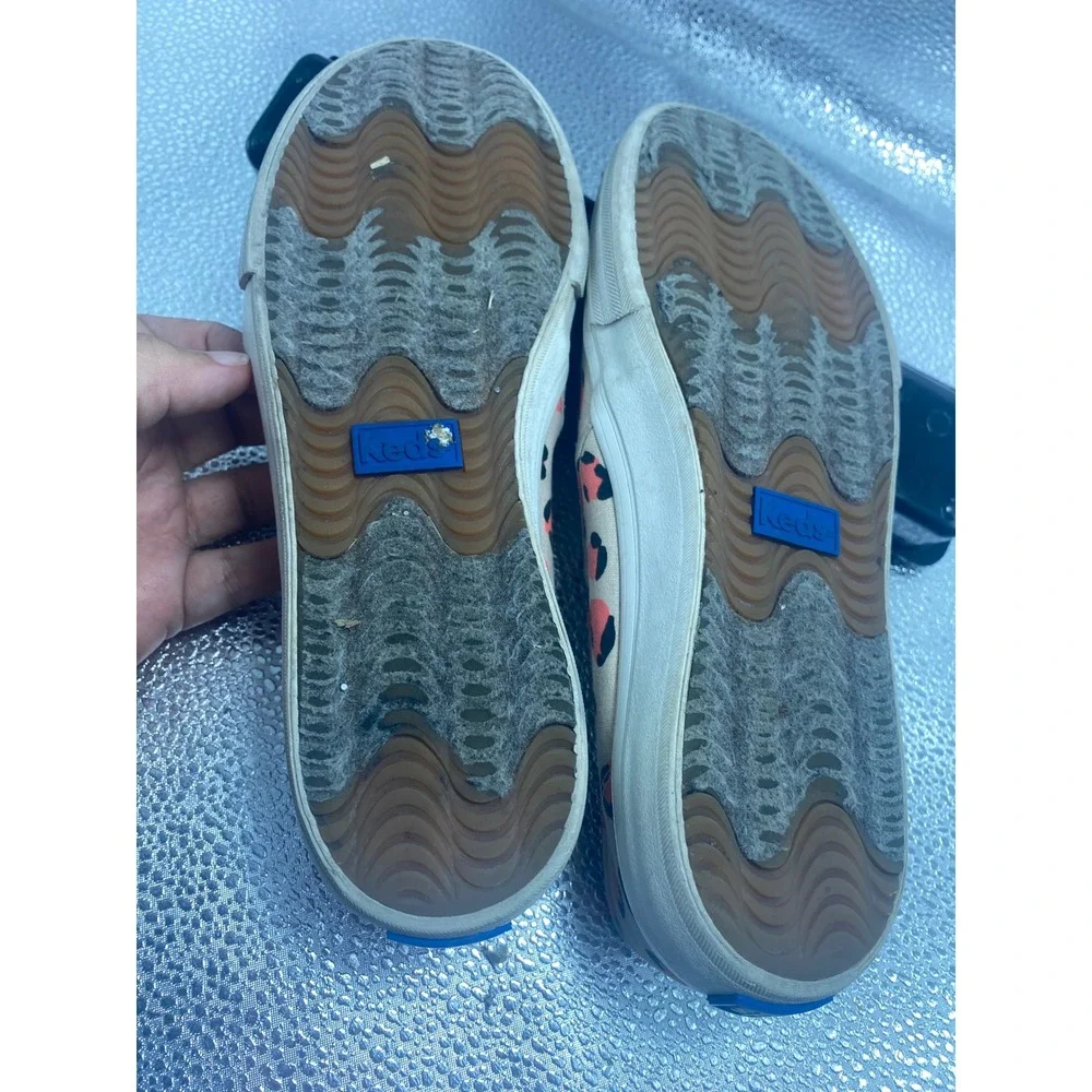 Keds Dream Foam Leopard Print Slip On Sneakers Tan Coral Pink Animal Canvas